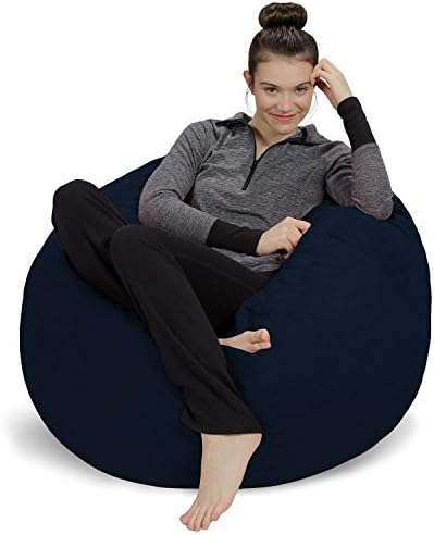 Sofa SackBean Bag Chair - Plush, Ultra Soft - Memory Foam Bean Bag Chair with Microsuede Cover - Stuffed Foam Filled Furniture and Accessories for Dorm Room 3 Feet - Navy