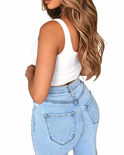 BelleLovin AESLOVIN Women's Ribbed Knit Basic Scoop Neck Sleeveless Crop Tank top3