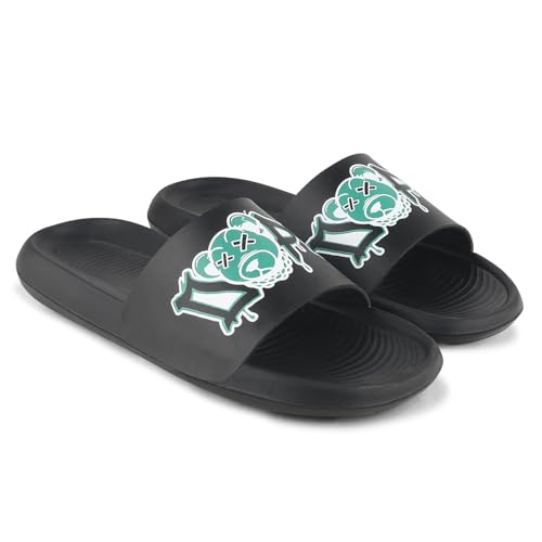 Image of PERY-PAO Sliders Mens White, Black, Grey, Sky blue Design Toxic, Spider, Dope, Panda Printed Flip Flop & Slippers