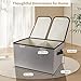 Tcbelosion Foldable Fabric Storage Box, 16.5 x 11.8 x 9.8 inches (L x W x H), with Double-Lid & Dividers, Large Organizer for Home, Closet, Office(Grey)