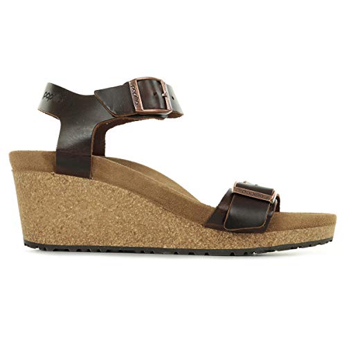 Papillio by Birkenstock Sandales Soley Cuir Naturel Cognac, Sandalia con talón Mujer, 38 EU