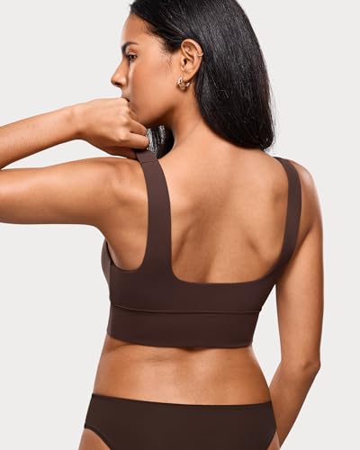 Image of INLYRIC Women's Inbarely Outwear Longline Square Neck Bralette Supportive Unlined No Underwire Yoga Sports Bra