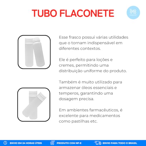 Frasco Flaconete De Plastico Com 50ml Tampa Com Lacre 5und
