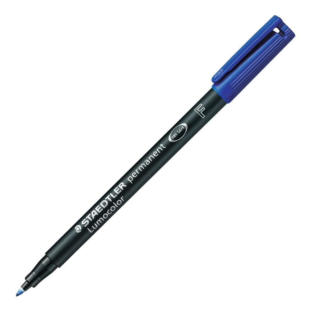 STAEDTLER Lumocolor 318-3 - Rotuladores de Punta Fina de Color Azul, Caja con 10 Unidades