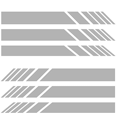 Car Stripes Stripes Autocollants pour rétroviseurs - Lot de 6 unités de différentes largeurs pour voitures (Gris, 001)