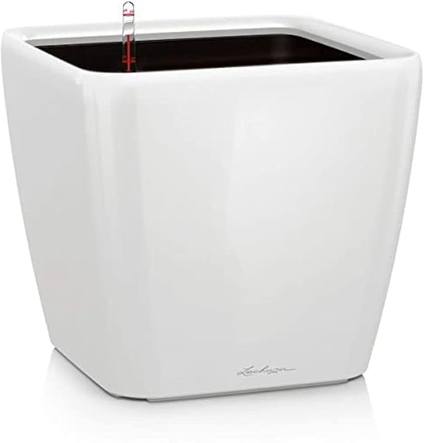 Lechuza Self Watering Plant Pot QUADRO LS 50 Garden Flower Indoor Outdoor Floor Plastic Planter with Drainage Hole H47 L50 W50 cm White High-Gloss
