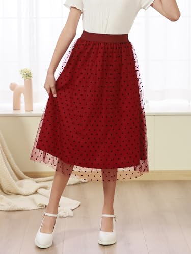 GORLYA Saias longas tutu de malha elegante de tule com cintura elástica para ocasiões especiais de 6