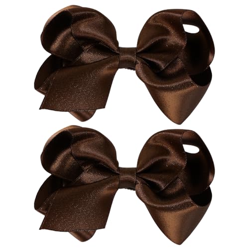 Grands nœuds à cheveux pailletés de 10,2 cm en ruban gros-grain marron Turftan haut de gamme