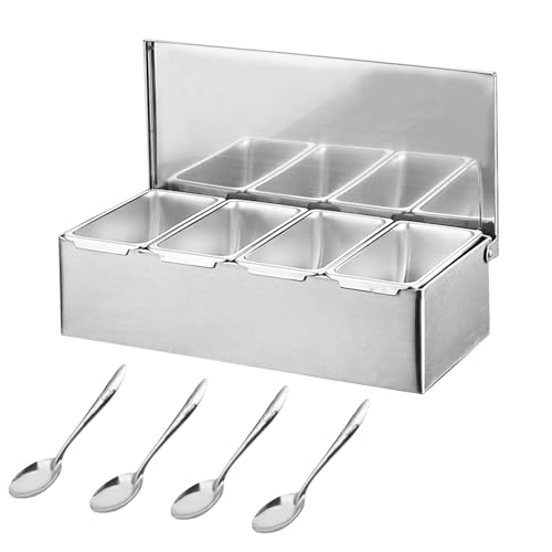 Dispensador de condimentos con tapa, organizador de 6 compartimentos para fiestas, barbacoas y eventos