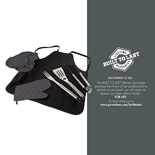Image of Picnic TIME BBQ Apron Tote Pro Grill Set, (Black with Gray Accents)