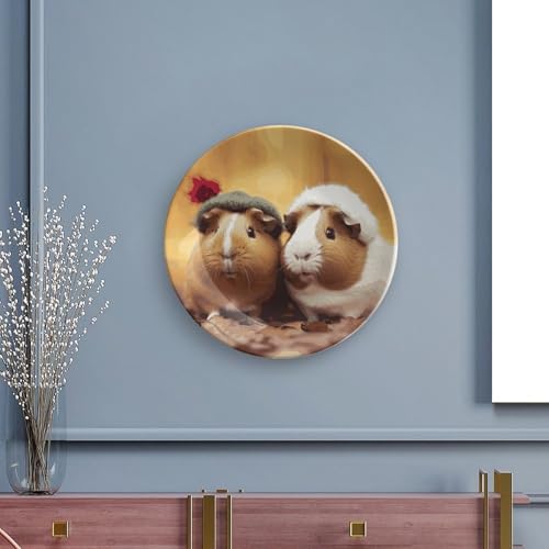 Plato decorativo de porcelana con conejillos de indias 7 pulg miniatura 5