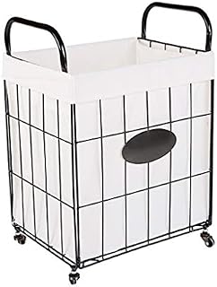 Laundry Baskets,collapsible Laundry Basket With Wheels And Handles Home Bathroom Bedroom Dirty Clothes Basket, Iron Washing Laundry Bin Cotton Linen Lining Is Removable And Washable Storage Organizer
