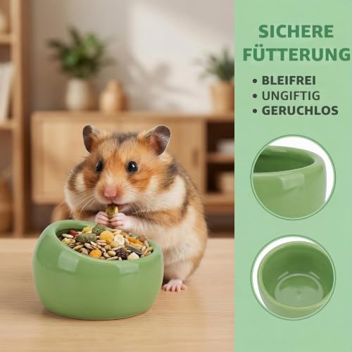 EAAGHK 4 Stück Hamster Keramik Futterschalen, Hamster Napf Meerschweinchen Futternapf Keramik Napf Kleintiere Futternapf Hamsterfutterschale Anti-Biss Schälchen für Meerschweinchen, Kleine Haustiere