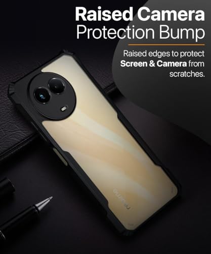 Image of WOW IMAGINE TPU+PC Shock Proof Clear Protective Back Case for Realme Narzo 60X 5G, Realme 11 5G, Realme 11X - 360 Degree Camera Protection, Transparent Hybrid Mobile Cover - Black