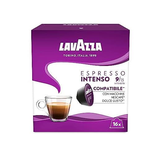 Lavazza, Espresso Intenso, 96 Cápsulas Compatibles con Máquina Nescafé Dolce Gusto, con Notas Aromáticas de Caramelo, Arábica y Robusta, Intensidad 9/13, Tueste Oscuro, 6 x 16 Cápsulas