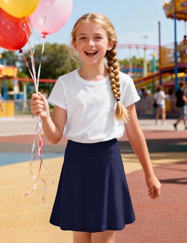 Image of KEREDA Girls Uniform Skirts with Undershorts Casual Stretchy School Skorts