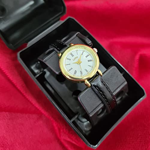 Relógio Feminino Dourado Mini Analógico Pulseira Preta