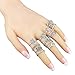UHANGETH 13pcs Retro Rings Hollow Carved Flowers Joint Knuckle Rings Sets (Silver)