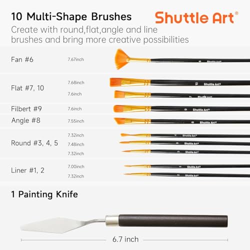 Shuttle-Art-48-Pack-Acrylic-Paint-Set-30-Colors-Acrylic-Paint-36ml-with-10-Brushes-5-Canvas-1-Paint-Knife-1-Palette-1-Art-Sponge-Complete-Set-for-Kids-Adults-Painting-on-Canvas-Rocks-Wood-Ceramic