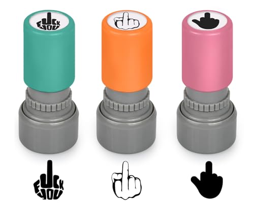 DS. DISTINCTIVE STYLE Funny Stamps Set of 3 Styles Middle Finger Self-Inking Stamps Prank Gifts for Men/Women