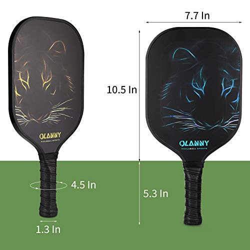Image of OLANNY Graphite Pickleball Paddles Set- Premium Rackets Fiber Face & Polymer Honeycomb Core Pickleball Set Includes Pickleball Paddles + Pickleball Balls+ Replacement Soft Grip + 1 Bag