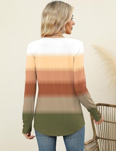 Romanstii Womens Long Sleeve Shirts Crew Neck Basic Tees Keyhole Button Down Blouses Fall Fashion Going Out Cute Tops4