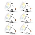 Amico 4 Inch 5CCT LED Recessed Lighting 6 Pack, Dimmable, IC Rated, 8.5W=60W, 650LM Can Lights with Baffle Trim, 2700K/3000K/4000K/5000K/6000K Selectable, Retrofit Installation, ETL & FCC