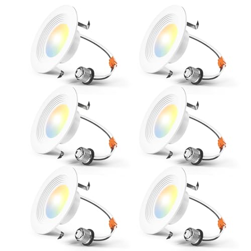 Amico 6 Pack 4 inch 5CCT LED Recessed Lighting, Retrofit Can Lights, White