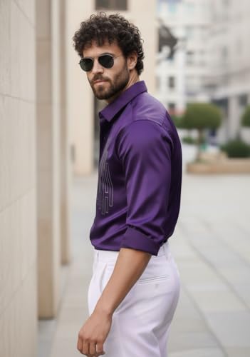 Image of IndoPrimo Men's Stylish Satin Shirt for Party and Casual Wear - Exclusive Designer Full Sleeve Shirt for Men - Pilar