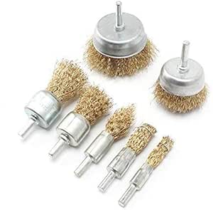 9Pcs Wire Wheel Brush Set, Brass Coated Wire Brush Wheel Cup Brush With 1/4-Inch Shank For Iron - View #3