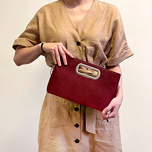 Image of Top Handle Faux Suede Clutch