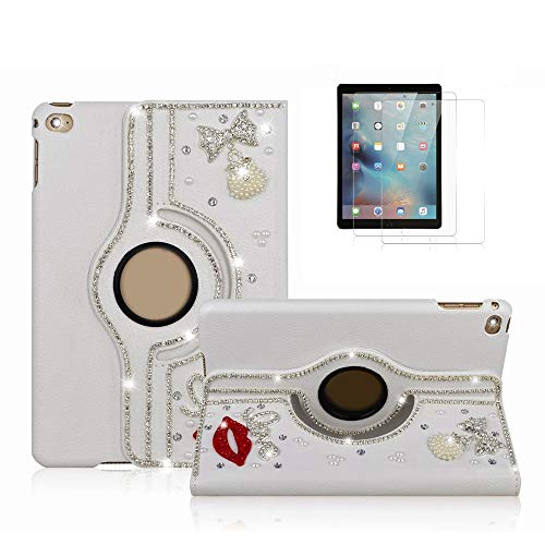 Stenes Ipad Pro 12.9 Case - Stylish - 3D Handmade Bling Crystal Bowknot Bag Sexy Lips 360 Degree Rotating Stand Case Smart Cover Auto Sleep/Wake Feature For Ipad Pro 12.9 Inch (2017) - Red #TOP2