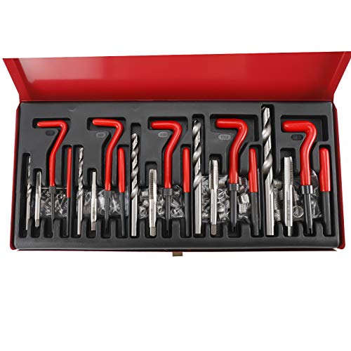 KUNTEC 131Pcs Stripped Thread Repair Kit Rethreading Recoil Helicoil Repair Tool Set Metric M5 M6 M8 M10 M12