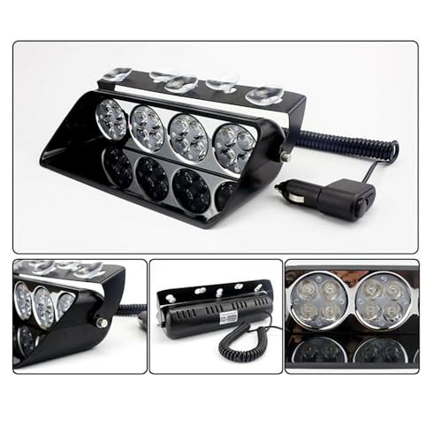 Image of AutoBizarre 12V Car Dash Emergency Warning Strobe Red Blue Flasher Windshield Sucker LED light With Multiple Flashing Modes For All Cars, Emergency Vehicles, etc. (16 LED Red Blue)