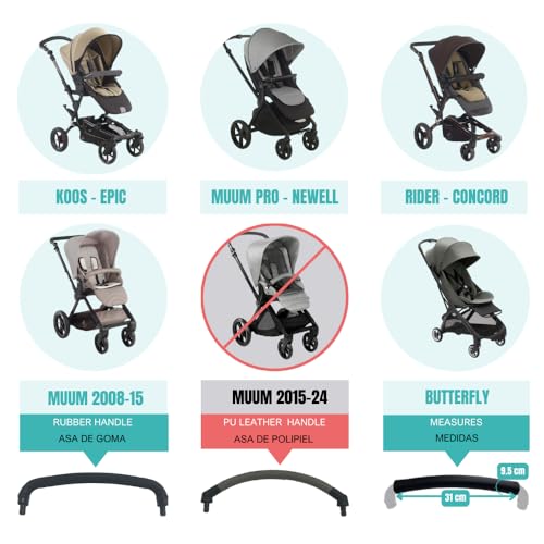 Miniatura 3 de Protec Tif Funda Polipiel Compatible Con Asa De Jane Rider - Muum - Epic - Koos - Nano - Bugaboo Butterfly Se Coloca Sobre La Goma Original