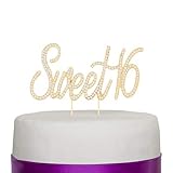 Sweet 16 Cake Topper Crystal Rhinestone 16th Birthday Decoration (