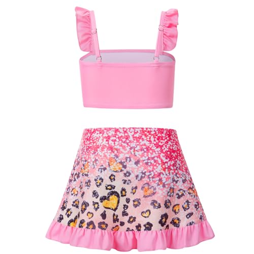 Image of ALISISTER Girls Swimsuit 3 Piece Bathing Suits Summer Bikini Tankini Sets with Cover Up Skirt for 4-12 Years