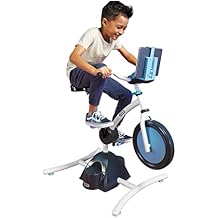 Little Tikes Pelican Explore & Fit Cycle قابل للتعديل تشغيل اللياقة البدنية معدات تمارين الدراجة الثابتة مع مقاطع الفيديو وسماعة بلوتوث مدمجة ، للأطفال الذين تتراوح أعمارهم بين 3-7 سنوات ، أبيض ، أزرق