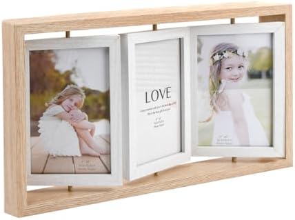 6 Photos Cadre Photo Couleur du Bois Rotatif, 10.2x15.2cm Triple ...