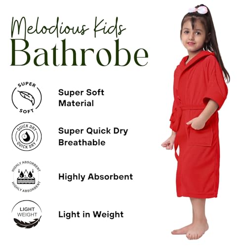 Image of CREEVA Cozy Hooded Bathrobe for Kids - Lightweight, Quick-Dry, and Perfect for Daily Use