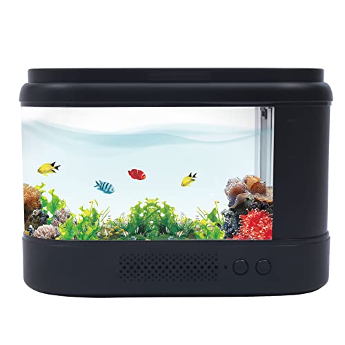 Wupyi 1.8 Gallon Fish Tank,Small Desktop Self-Cleaning Fish Tank With Led Color Light Diy Goldfish Betta Fish Tank Aquarium Mini Fish Tank #TOP15