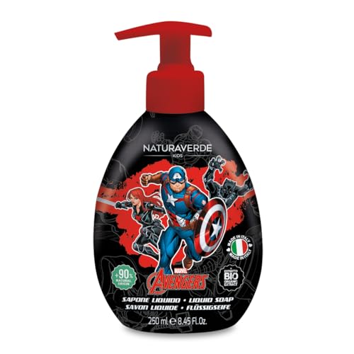 Naturaverde | Kids - Marvel Avengers - Savon liquide pour enfants, Captain America, Savon pour enfants avec Extraits de Calendula et Camomille, Savon Mains...