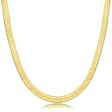 DEARMAY 14K Gold Plated Necklace for Women Dainty Gold Choker Herringbone Necklaces Simple Minimalist Thin Snake Chain Necklace Gold Jewelry Gifts