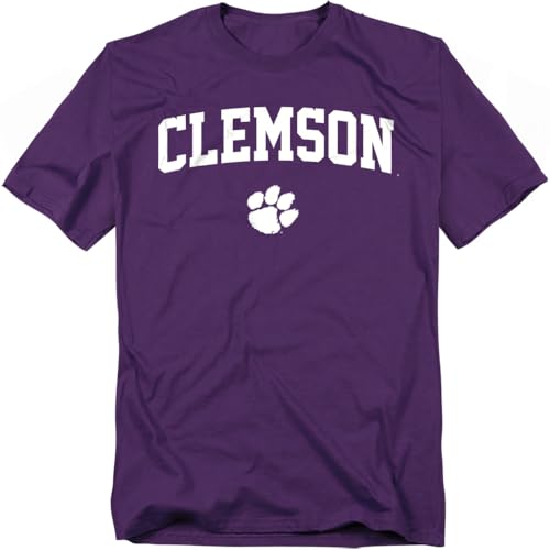 Clemson University One Color Arch Unisex Adult T Shirt, Purple, Small