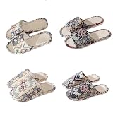 Teceyfeet Gästehausschuhe 4er Set Unisex Leinen Hausschuhe Set, Winter Gästepantoffel Waschbar Pantoffeln Antirutsch Gäste Slippers Ideal für Familie, Hotel, Reisen, Indoor