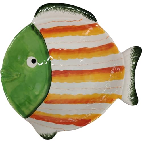COSE DA CASA Piatto portata tavola mare ciotola grande pesce insalatiera coppa pasta cucina ceramica antipasti ristorante ceramica cm 38x37