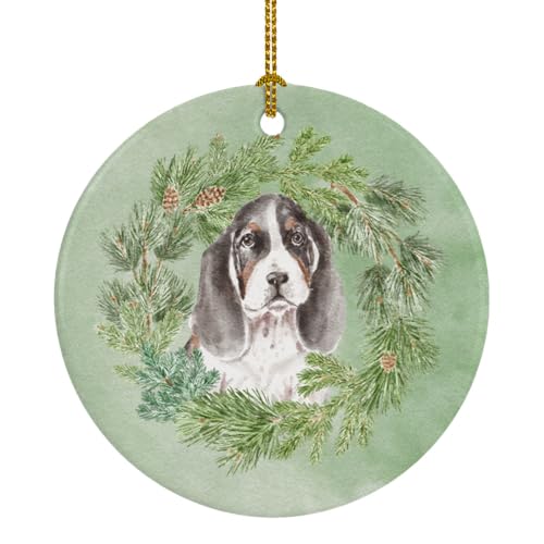 Caroline's Treasures Basset Hound Dogs Ceramic Hanging Christmas Ornament