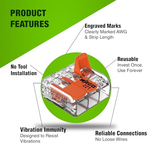 image for New Age America WAGO 221 Series 48pc 10 AWG Compact Splicing Wire Conn