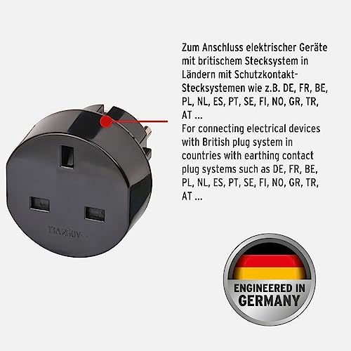 Brennenstuhl wtyczka podrózna/adapter podrózny (adapter do: Euro Gniazdo i angielski wtyczka) czarny