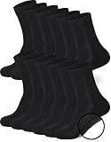 MC.TAM Unisex Atmungsaktive Sportsocken Tennissocken Arbeitssocken Lange Socken Herren Damen 12 Paar 80% Baumwolle Frotteesohle, 39-42, Schwarz